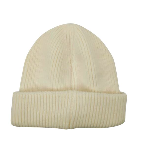 Do Everything In Love Smiley Face Beanie Hat Cream Pink Ribbed Knit One Size - Picture 2 of 3